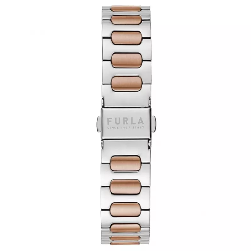 FURLA Arco Chain moteriškas kvarcinis laikrodis 38mm nerūdijančio plieno tinklelio apyrankė rožinio aukso atspalvio