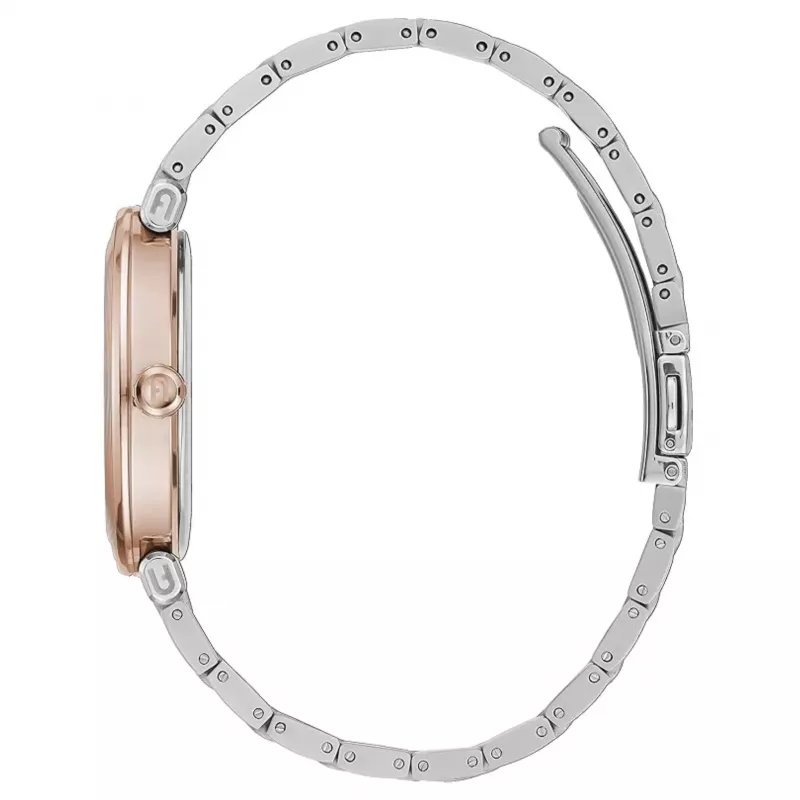 FURLA Arco Chain moteriškas kvarcinis laikrodis 38mm nerūdijančio plieno tinklelio apyrankė rožinio aukso atspalvio