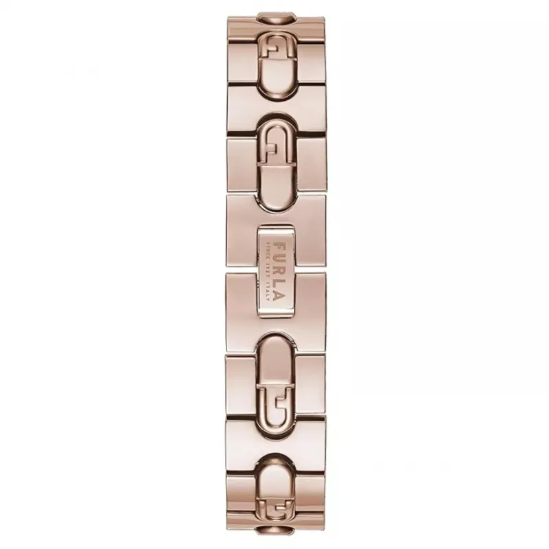 FURLA Arco Mini moteriškas kvarcinis laikrodis WW00004008L3, 30 mm, sidabrinis korpusas, baltas ciferblatas, juodas odinis dirželis
