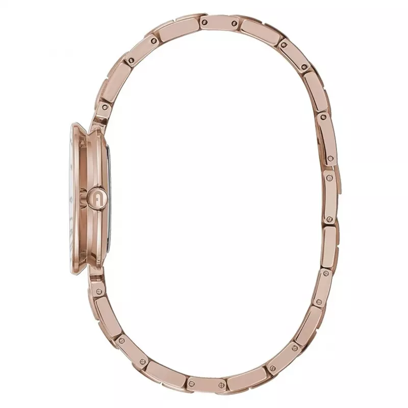 FURLA Arco Mini moteriškas kvarcinis laikrodis WW00004008L3, 30 mm, sidabrinis korpusas, baltas ciferblatas, juodas odinis dirželis