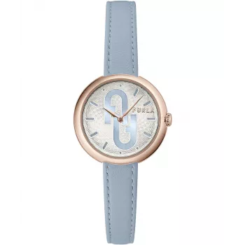 FURLA Giada moteriškas kvarcinis analoginis laikrodis 32mm sidabrinis ciferblatas rožinis odinis dirželis WW00005005L3