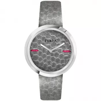 FURLA Giada moteriškas kvarcinis laikrodis R4251110501 34mm sidabrinis ciferblatas rožinis odinis dirželis