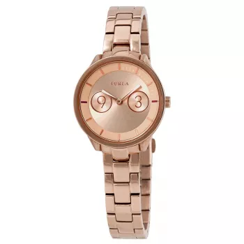 FURLA Giada moteriškas kvarcinis laikrodis R4253102518 31mm rožinio aukso PVD nerūdijančio plieno korpusas, rožinis odinis dirželis, sidabrinis ciferblatas
