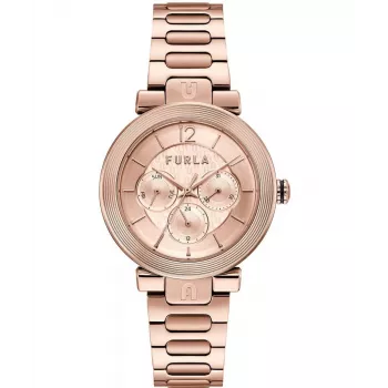 FURLA Giada moteriškas kvarcinis laikrodis WW00011006L3 38mm sidabrinis rožinė oda
