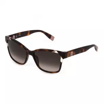 FURLA SFU470-5401AY Moteriški akiniai nuo saulės – juodas acetatinis rėmelis, pilki gradientiniai lęšiai, 54 mm