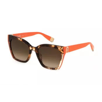 FURLA SFU708-5402AD moteriški akiniai nuo saulės, Havana acetato rėmelis, rudi gradientiniai lęšiai, 54 mm