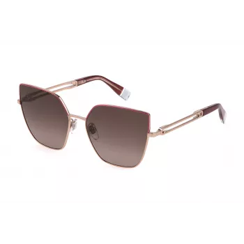 FURLA Moteriški Katinėlio Akinių Rėmeliai SFU690-580SHP Havana Rudi Acetato Rėmeliai Rudi Gradientiniai Lęšiai 58/17/135 mm