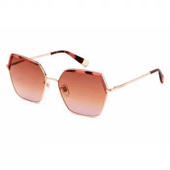 FURLA moteriški akiniai nuo saulės SFU599V58300K Drugelio formos Havana acetato rėmelis Rudas gradientinis stiklas 58mm