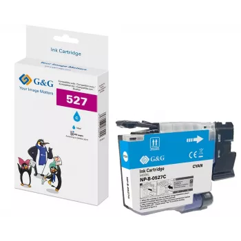 G&G suderinama žydros spalvos rašalo kasetė, skirta Brother LC527C (900 psl., 12 ml) 22058