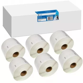 G&G Suderamos etikečių ritinėliai 32x57mm juoda ant baltos, 6 ritinėliai x 1000 etikečių, skirtos Dymo 11354/S0722540