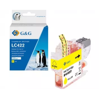 G&G suderinama geltona rašalo kasetė Brother LC422Y (550 puslapių) 20583