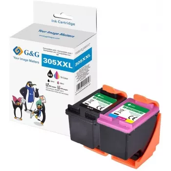 G&G GP-H305XXLBKCMY-2P Suderinami HP 305XL didelės talpos rašalo kasetės 2 vnt. (Juoda & Trijų spalvų)
