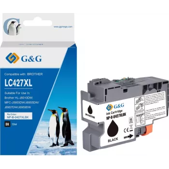 G&G kasetė, suderinama su Brother 427XL LC-427XLBK Black High Yield