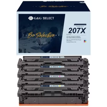G&G Select XL Toner 4-Pack, suderinamas su HP 207X (Juoda, Žydra, Purpurinė, Geltona) – didelės išeigos