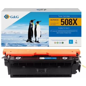 G&G XL suderinama toneryje kasetė, skirta HP CF361X/508X – Cyan (High Yield, 9500 puslapių)