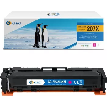 G&G XL Toner, suderinamas su HP 207X / W2213X (su lustu) – rausvai raudona