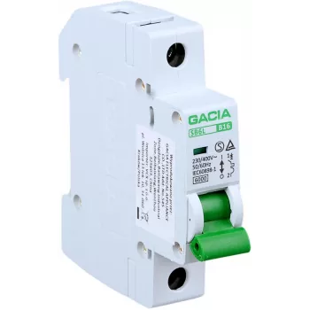 GACIA SB6L B 1P 16A Miniatiūrinis automatinis jungiklis, 1 poliaus, 16 A, B kreivė, 6 kA atjungimo galia