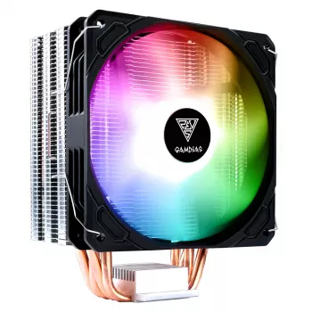 GAMDIAS Boreas E1-410 Lite RGB procesoriaus oro aušintuvas - 120 mm PWM ventiliatorius, 4 tiesioginio kontakto šilumos vamzdeliai, 180 W TDP, RGB apšvietimas, suderinamas su Intel LGA1700/1200/115X ir AMD AM5/AM4, juodas