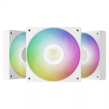 GAMDIAS NOTUS M1-1203 ARGB 120 mm PWM korpuso ventiliatorių rinkinys, 3 vnt., adresuojamas RGB, hidraulinis guolis, 800–1600 RPM, 67,5 CFM, su valdikliu