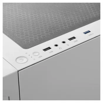 GAMDIAS Talos E3 MESH žaidimų vidutinio dydžio korpusas, baltas, grūdintas stiklas, 4x120mm ARGB ventiliatoriai, ATX/Micro-ATX/Mini-ITX, tinklinis priekinis skydelis