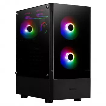 GAMDIAS Talos E3 RGB vidutinio dydžio ATX korpusas su grūdinto stiklo paneliu (juodas)