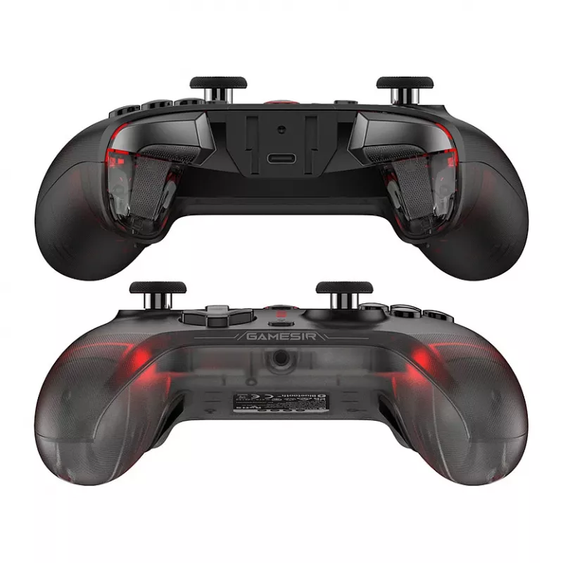 GameSir Cyclone 2 Tri-Mode belaidis žaidimų valdiklis su Hall Effect svirtimis ir trigeriais, RGB apšvietimu, programuojamais galiniais mygtukais, 6 ašių giroskopu, 20h baterija – juoda