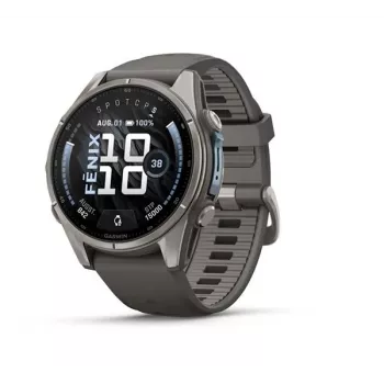Garmin Fenix 9 – 43 mm, titano korpusas su Pebble Grey silikoniniu dirželiu