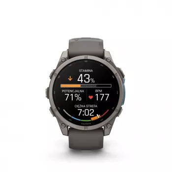 Garmin Fenix 9 – 47 mm titaninis išmanusis laikrodis su Pebble Grey silikoniniu dirželiu