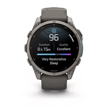 Garmin Fenix 9 – 47 mm titaninis išmanusis laikrodis su Pebble Grey silikoniniu dirželiu