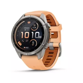 Garmin Fenix 9 Pro išmanusis laikrodis – inReach, 43 mm, titanas, Shell Pink/Autumn Orange silikoninis dirželis