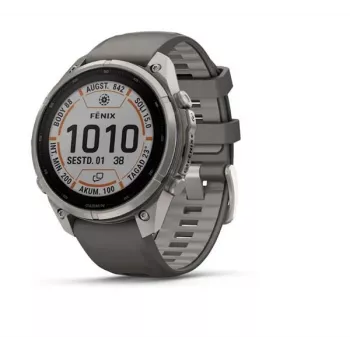 Garmin fenix 9 Pro – inReach, saulės baterija, 47 mm titanas su Pebble Grey silikoniniu dirželiu