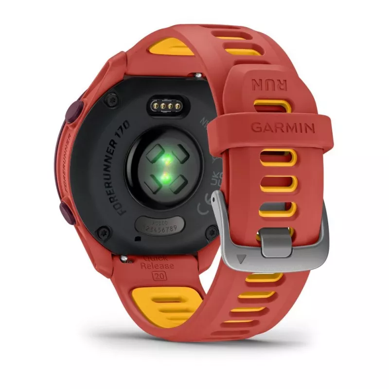 Garmin Forerunner 170 Music GPS Running Watch, Berry Case su Red Pink/Mango dirželiu