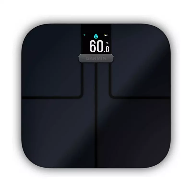 Garmin Index S2 išmaniosios svarstyklės (juodos) su Wi-Fi, kūno sudėties analize, 16 vartotojų profilių