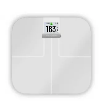 Garmin Index S2 išmaniosios svarstyklės (balta) – kūno sudėties analizatorius su Wi-Fi, Bluetooth, spalvotu LCD ekranu