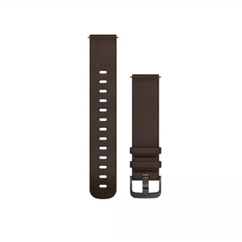 Garmin Quick Release Bands (20 mm) tamsiai rudos odos, sidabro apkaustai