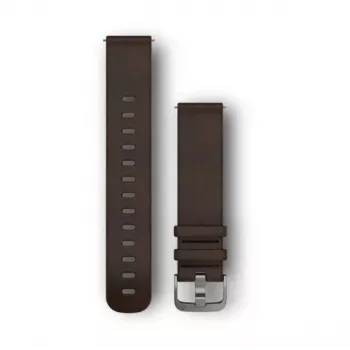 Garmin Quick Release Bands (20 mm) tamsiai rudos odos, sidabro apkaustai