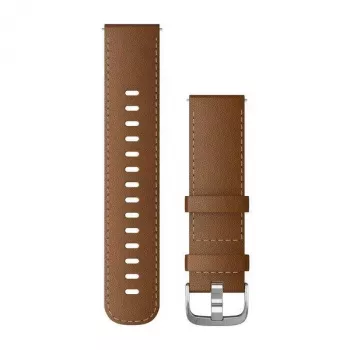 Garmin Quick Release 22 mm odinis laikrodžio dirželis – rudos italų odos, sidabrinės spalvos furnitūra