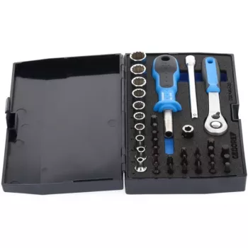 GEDORE Socket Set 1/4 inch, 37-Piece (with Lever Reversible Ratchet)