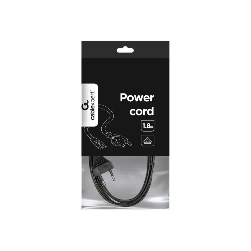 GEMBIRD Cablexpert PC-184-VDE maitinimo laidas, C7, VDE patvirtintas, juodas, 1,8 m
