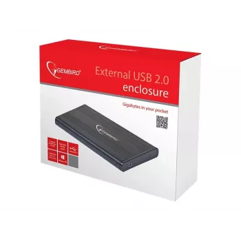 Gembird EE2-U2S-5 Išorinis USB 2.0 korpusas 2,5 inch SATA HDD/SSD, aliuminis, juodas