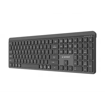 Gembird KB-WPS-03 dviejų režimų profesionalios klasės plonas belaidis klaviatūra, 2.4G + Bluetooth, JAV išdėstymas, juoda