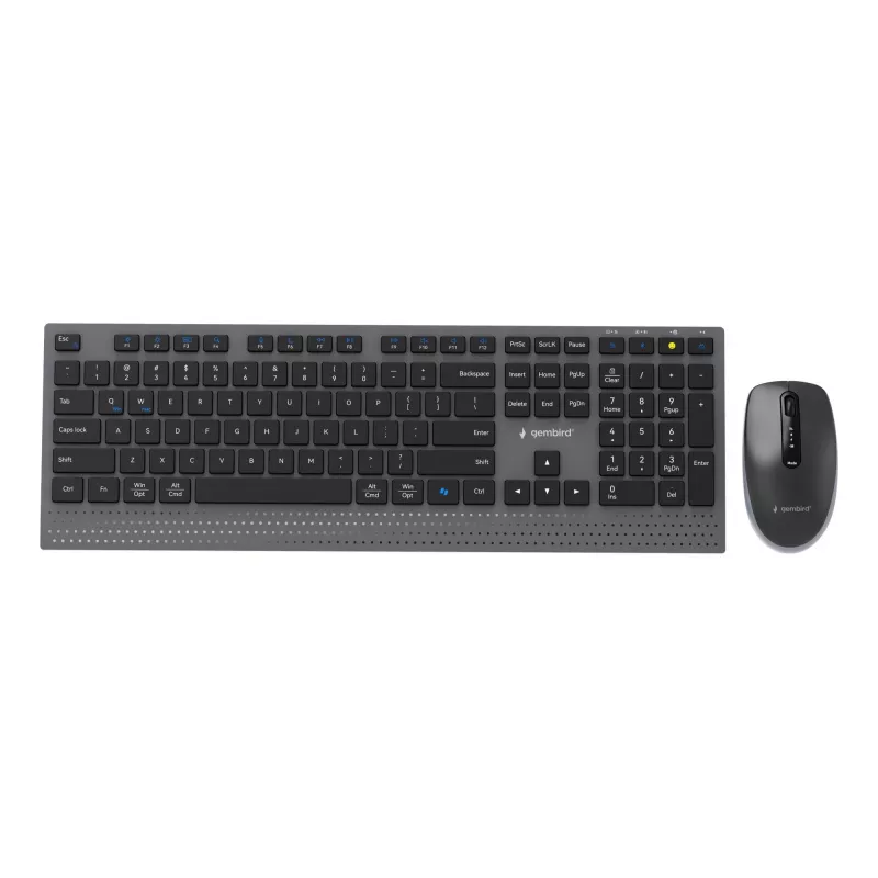Gembird KBS-WPS-02 belaidis dviejų režimų klaviatūros ir pelės rinkinys, 2.4GHz + Bluetooth, US išdėstymas