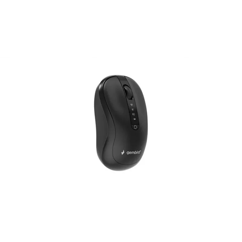 Gembird MUSW2-4B-01 belaidė pelė su dvigubu ryšiu (2.4 GHz + Bluetooth 5.0), 1600 DPI optinis jutiklis, 4 mygtukai, ambidekstrinė, juoda