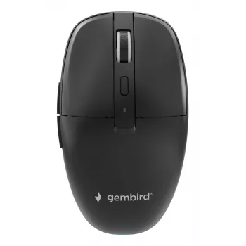 Gembird MUSW2-6B-01 belaidė pelė su dvigubu ryšiu, 2.4 GHz + Bluetooth 5.0, 1600 DPI, 6 mygtukai, juoda