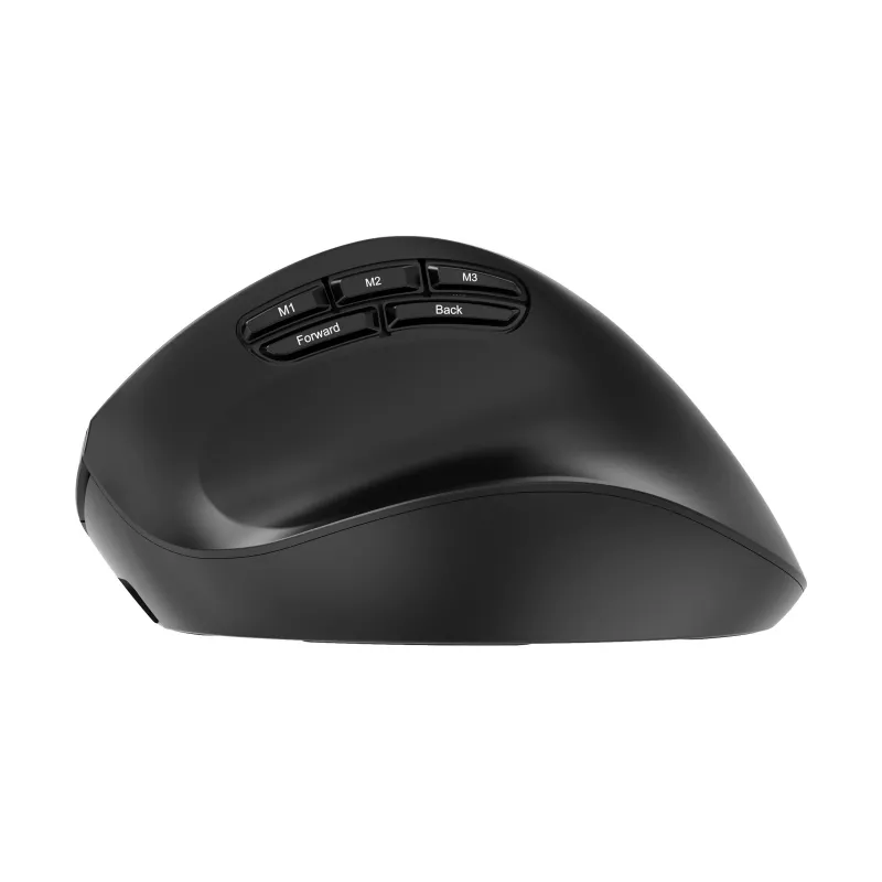 Gembird MUSW3-9B-01 belaidė ergonominė pelė su trimis režimais (2.4 GHz + Bluetooth + USB-C), 2400 DPI, 9 mygtukai, juoda