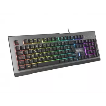GENESIS Rhod 500 RGB žaidimų klaviatūra – membraninė, ispaniškas QWERTY, juoda/pilka