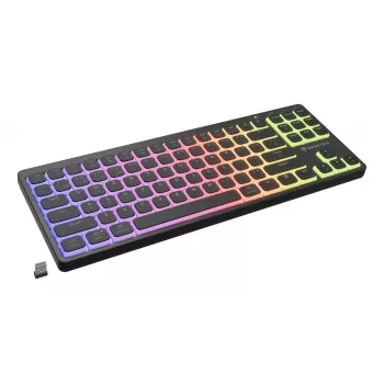 GENESIS Thor 430 TKL belaidė mechaninė žaidimų klaviatūra, Outemu Red jungikliai, RGB foninis apšvietimas, trigubas režimas (USB-C/2,4GHz/Bluetooth), JAV anglų QWERTY, juoda