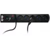 GETFORT 5P-3M-B-USB apsauginis prailgintuvas su 5 kištukiniais lizdais, 2 USB-A prievadais, 3 m kabeliu, juodas