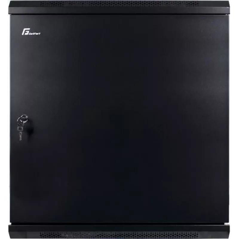 GETFORT CALI 12U sieninis 19 inch serverių spintos korpusas 600x450 mm, plieninės durelės, juodos spalvos