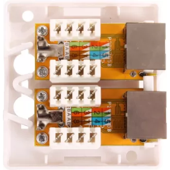 GETFORT GF-2G5EFTP Ekranuotas paviršinis RJ45 lizdas, 2 prievadai, Cat.5e, baltas